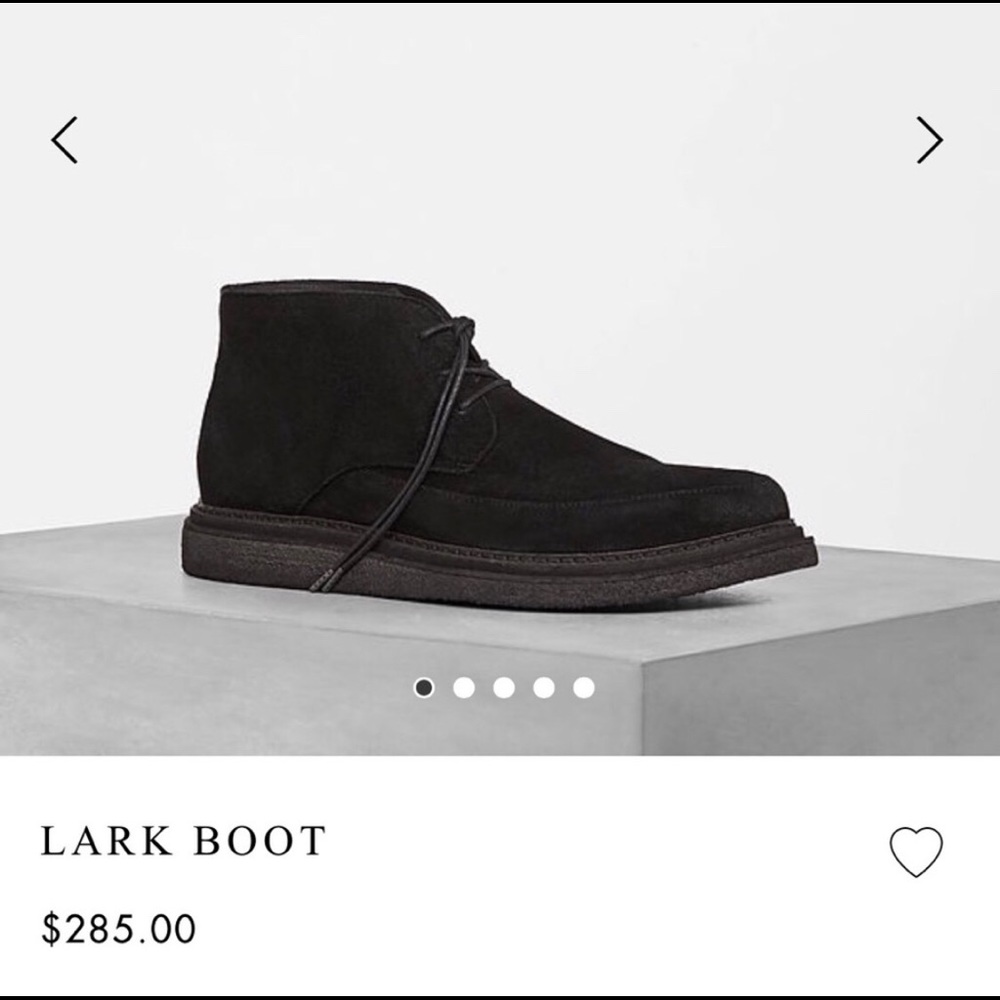 AllSaints Lark Creeper Boots in Black Suede